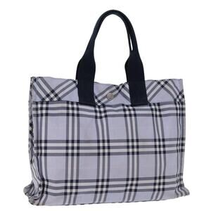 Burberry Nova Check Blue Label Hand Bag Nylon Blue